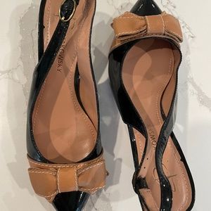 Black Patent Leather Kitten Heel Shoe Size 6 1/2